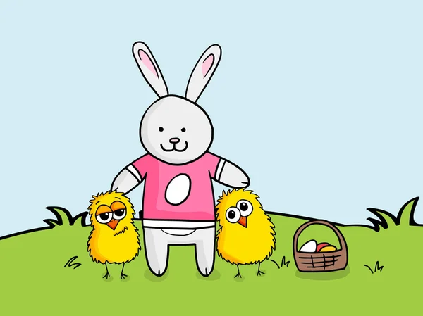 Roztomilé ilustrace pro Veselé Velikonoce oslava. — Stockový vektor