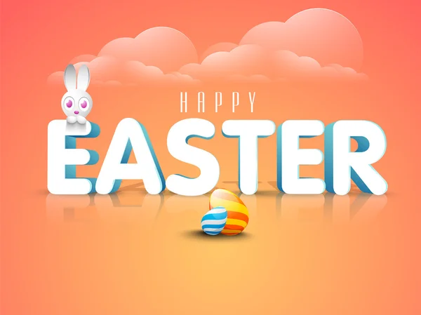 Happy Easter celebration with 3D text. — Stock Vector