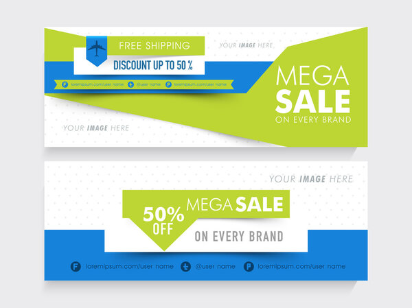 Stylish sale website header or banner set.