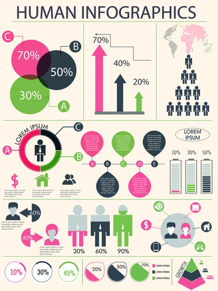 Menselijke infographic sjabloon. — Stockvector