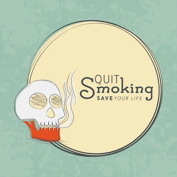 Στρογγυλεμένες πλαίσιο με κρανίο για κάπνισμα δεν ημέρα. — Διανυσματικό Αρχείο