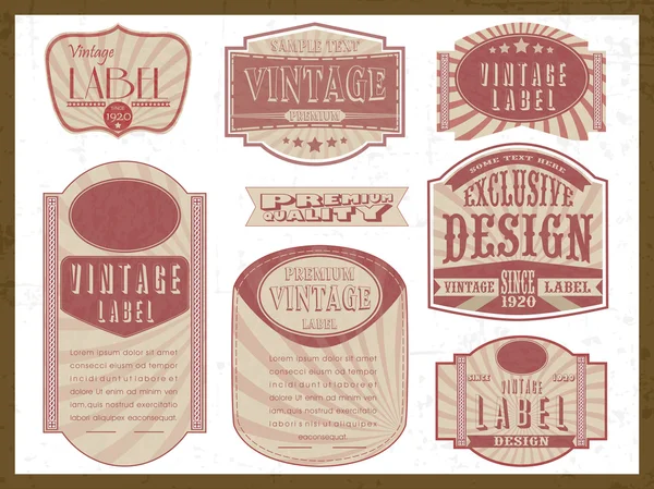 Vintage Etiketler, etiket veya etiket koleksiyonu. — Stok Vektör