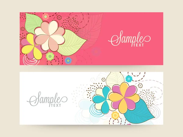 Encabezado del sitio web floral o conjunto de banners . — Archivo Imágenes Vectoriales