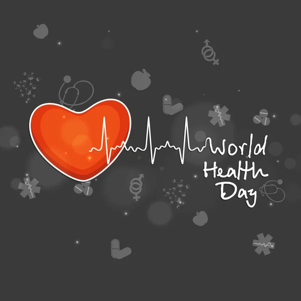 World Health Day concept with heart beats. — Stock Vector