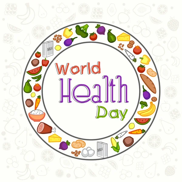 World Health Day concept with healthy food. — Stock Vector