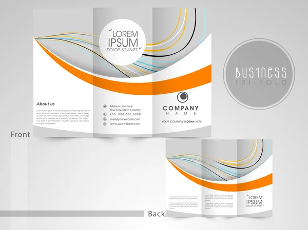 Folleto triple, plantilla o folleto para empresas . — Vector de stock