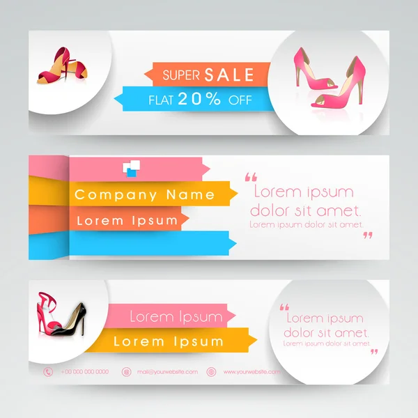 Woman sandal sale web header or banner. — Stock Vector