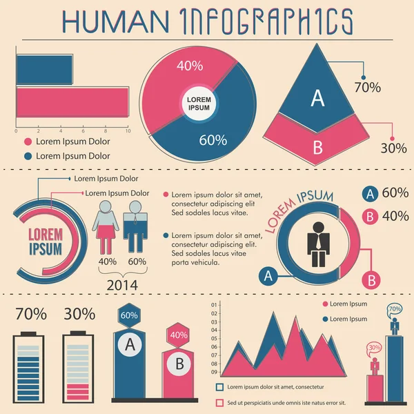 Elementos de infografía humana con estilo . — Archivo Imágenes Vectoriales