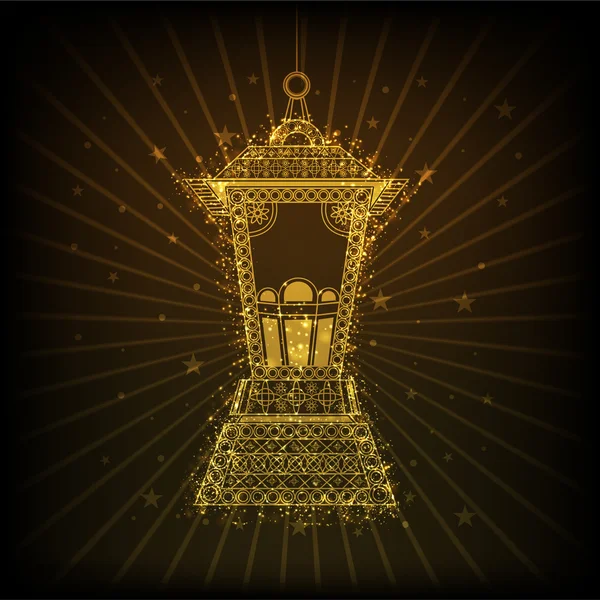 Lampe arabe brillante dorée pour la célébration du Ramadan Kareem . — Image vectorielle