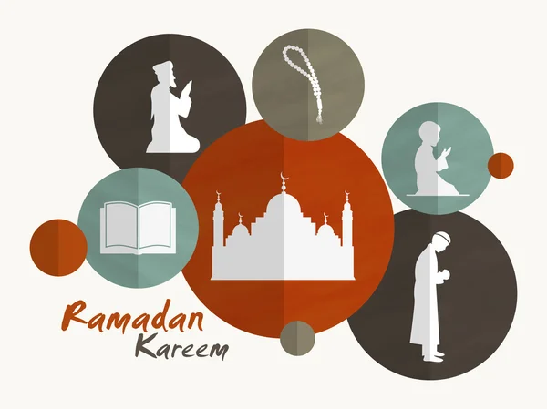 Ramadan Kareem firande klistermärke eller tagg. — Stock vektor