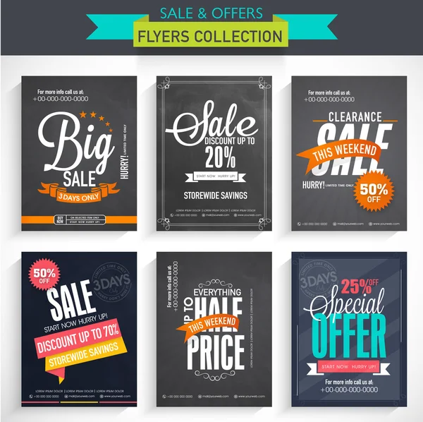 Ensemble de flyers de grande vente . — Image vectorielle