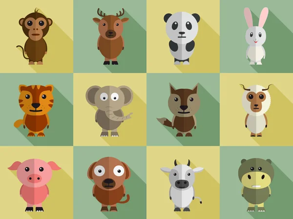 Set van dierlijke karakters. — Stockvector