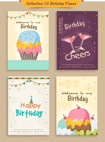 Collection of Birthday Flyers. — Stock Vector