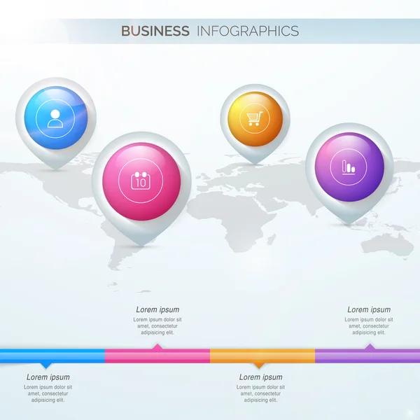 Infographie d'entreprise avec broche de navigation . — Image vectorielle