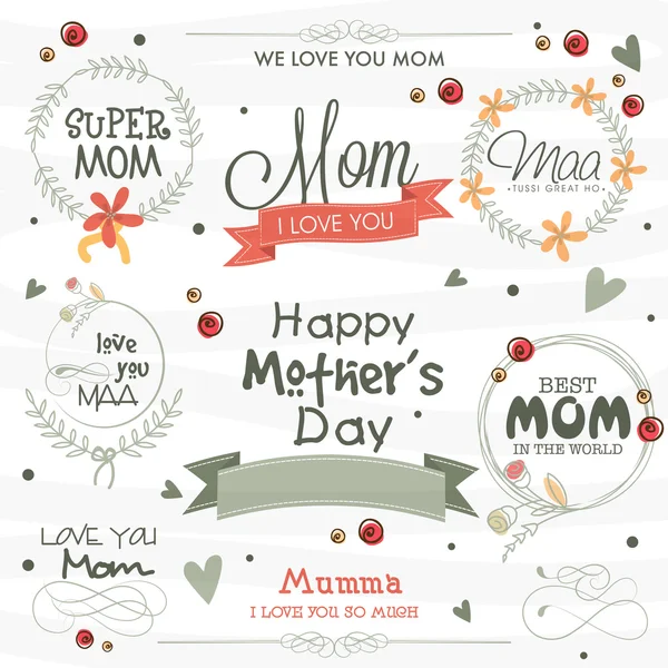 Typographic collection or frames for Happy Mother's Day. — Stock Vector