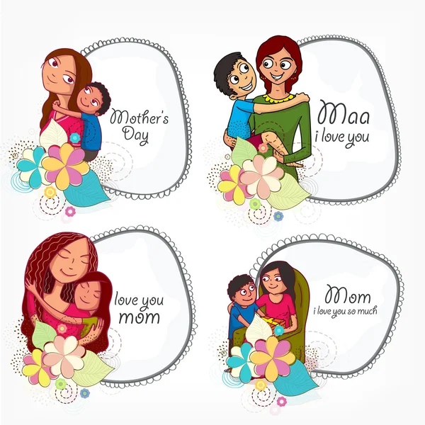 Stylish frames for Happy Mother's Day celebration. — Stock Vector