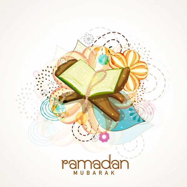 Livre Saint Coran Shareef pour la célébration du Ramadan Kareem . — Image vectorielle