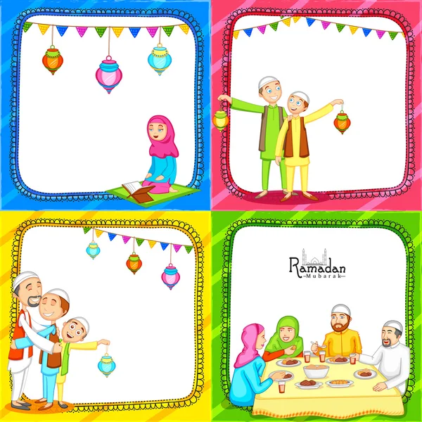 Set of greeting cards for Ramadan Kareem celebration. — Stock Vector