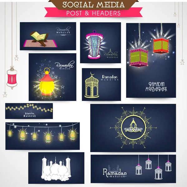 Social media header or banner for Ramadan Kareem celebration. — Stock Vector