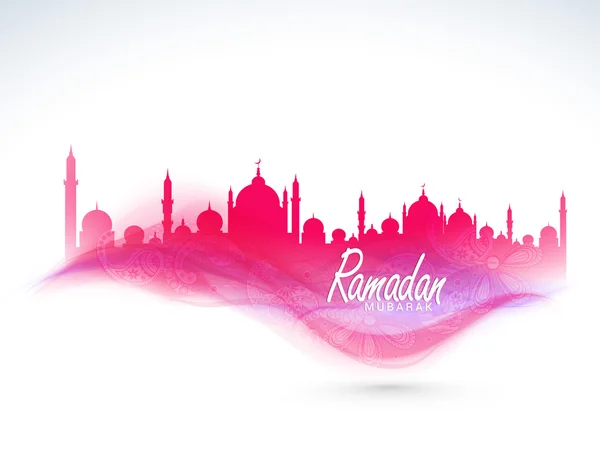 Beautiful pink Mosque for holy month Ramadan Kareem celebration. — Stock Vector