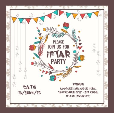 Ramazan kareem iftar parti kutlama davetiye.