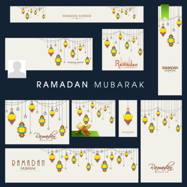 Ramazan Kareem kutlama sosyal medya üstbilgi veya afiş.