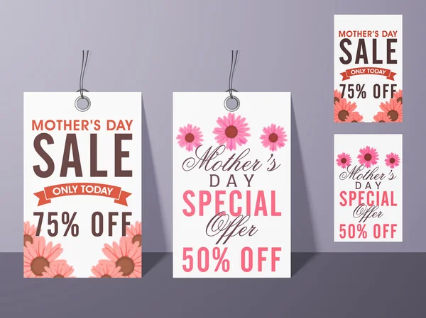 Sale tags for Happy Mother's Day celebration. — Stock Vector