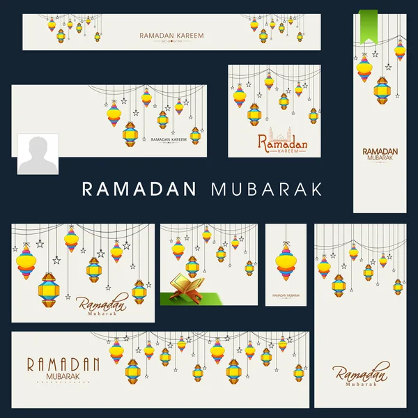 Рамадан Карим празднует заголовки социальных сетей или баннеры . — стоковый вектор