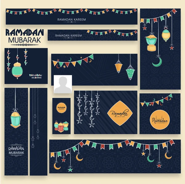 Ramadan Kareem celebração cabeçalhos de mídia social ou banners . — Vetor de Stock