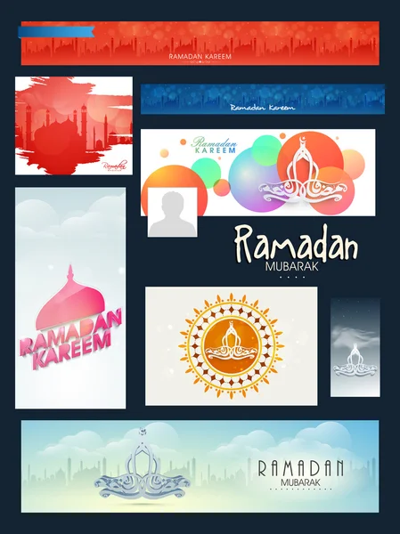 Ramadan Kareem Feier Social Media Überschriften oder Banner. — Stockvektor