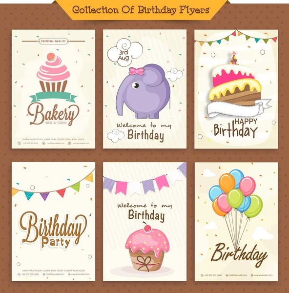 Collection of birthday flyers. — Stock Vector