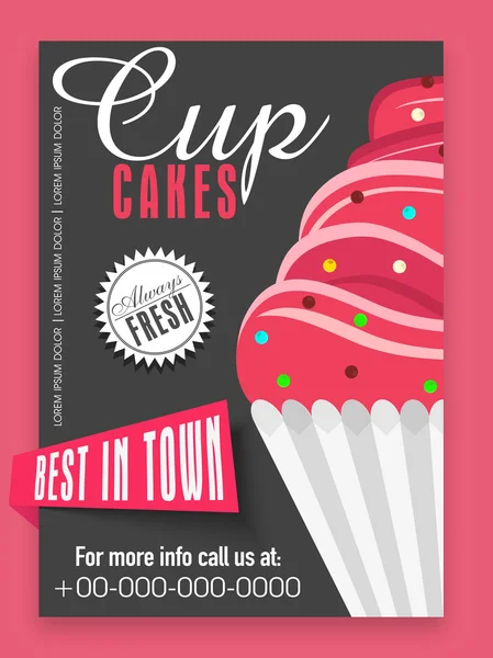 Menu kaart ontwerp voor cup cakes. — Stockvector