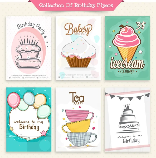 Collection of birthday flyers. — Stock Vector