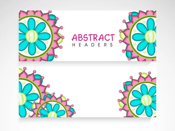 Floral decorated website header or banner set. — Stock Vector