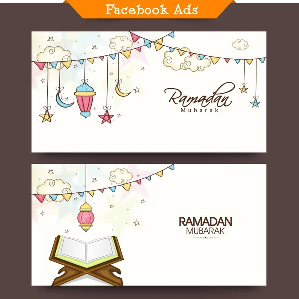 Ramadán Kareem celebración social media ads . — Vector de stock