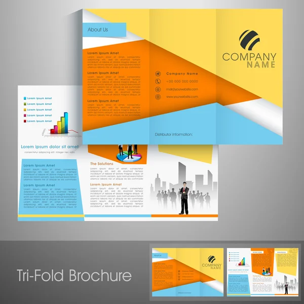 Professional business trifold flyer. — Stock Vector