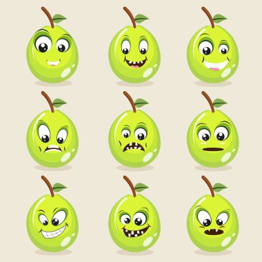 Guava meyve karakter farklı ifadelerde.