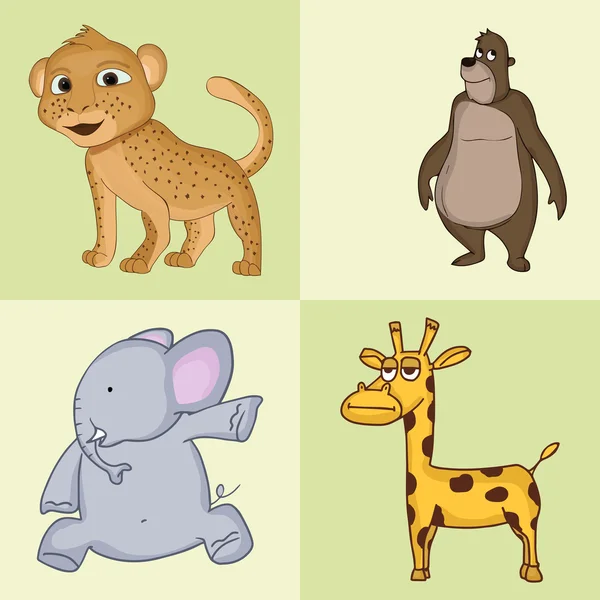 Conjunto de personajes de animales salvajes . — Vector de stock