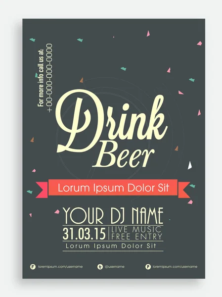 Sjabloon, brochure of flyer voor bier. — Stockvector