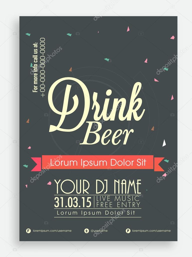 Template, brochure or flyer for beer.