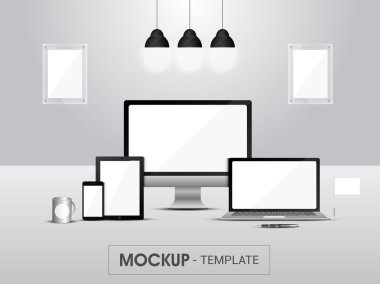 Mockup işletmeler için dijital cihazlar.