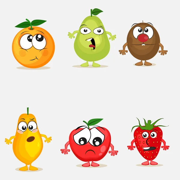 Conjunto de personajes de dibujos animados de frutas . — Vector de stock