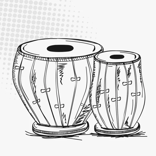 Tabla de instrumentos musicales indios . — Vector de stock