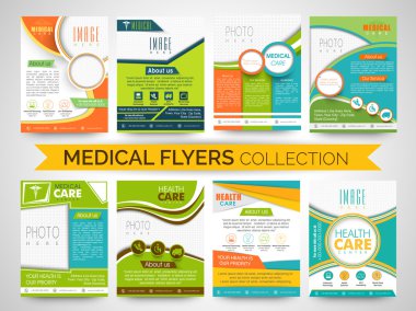 Stylish Medical Flyers, Templates or Brochures collection. clipart