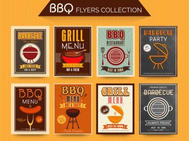 Barbekü Menü kartları koleksiyonu.
