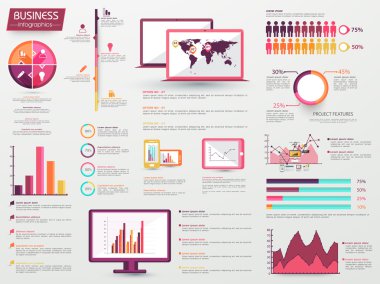 Büyük iş Infographic öğeleri kümesi.