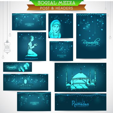 Sosyal medya üstbilgi veya Ramazan Kareem kutlama için banner.