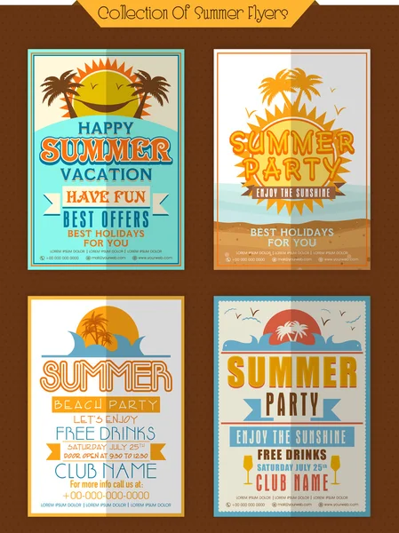 Collection de prospectus de fête d'été . — Image vectorielle