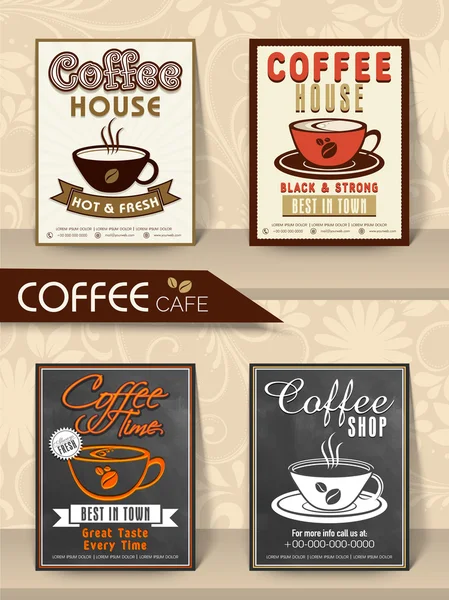 Conjunto de tarjetas de menú o folletos establecidos para Café . — Vector de stock