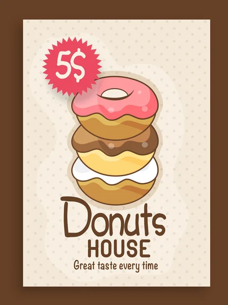 Diseño de tarjeta de menú para casa de donuts . — Archivo Imágenes Vectoriales